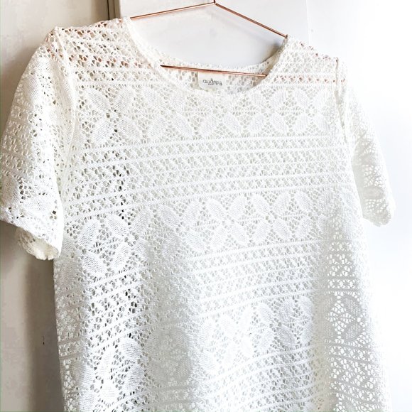 audrey Tops - audrey white knit blouse floral pattern